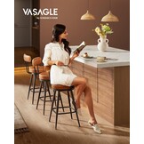 VASAGLE EKHO Barstoelen Set (2) - Lederlook, 360° Draaibaar - 40% Korting!