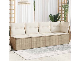 VidaXL Tuinbank 4-zits Poly Rattan Beige - 40% Korting!
