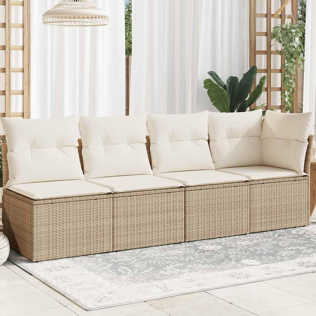 VidaXL Tuinbank 4-zits Poly Rattan Beige - 40% Korting!