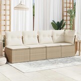 VidaXL Tuinbank 4-zits Poly Rattan Beige - 40% Korting!