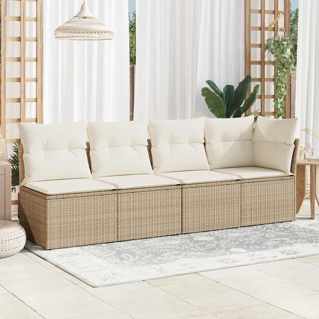 VidaXL Tuinbank 4-zits Poly Rattan Beige - 40% Korting!
