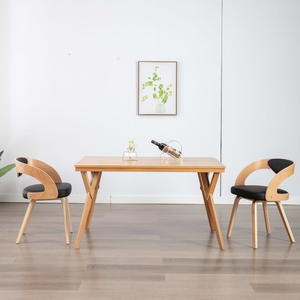 vidaXL Eetkamerstoelen 2 st. - Gebogen Hout & Kunstleer - 46% Korting!