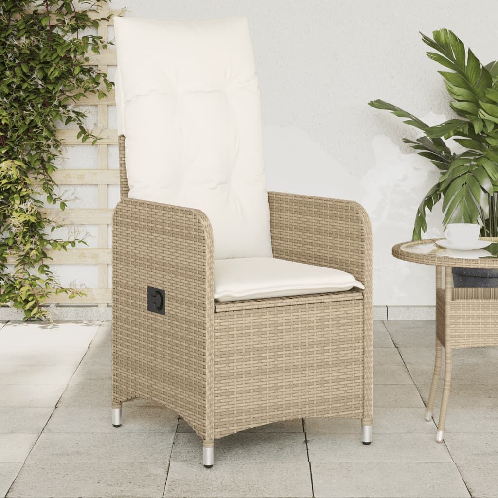 VidaXL Tuinstoelen Beige - 2x Verstelbaar Poly Rattan met Kussens | 51% Korting!