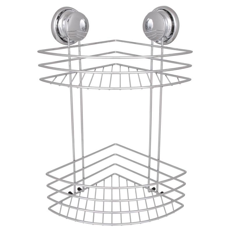 Hoekbadkamerplank Staal met Zuignap - 40% Korting!