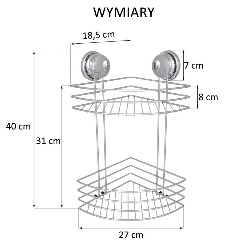 Hoekbadkamerplank Staal met Zuignap - 40% Korting!