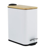 Pedaalemmer Badkamer Wit Bamboe 5L - 40% Korting | Zo Goed Als Nieuw!