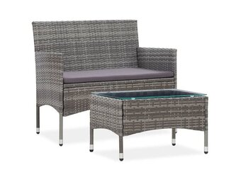 vidaXL Salontafel Poly Rattan Grijs (71% Korting!) - 60x40x36 cm