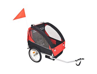 vidaXL Fietstrailer 30kg Zwart/Rood - Nu met 55% Korting!