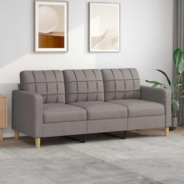 VidaXL Driezitsbank Stof Taupe - 40% Korting! Comfort & Stijl