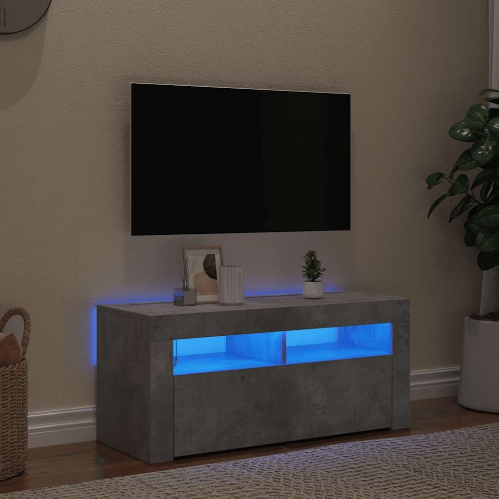 VidaXL TV-meubel met LED - Betongrijs - 90x35x40 cm - 40% Korting!