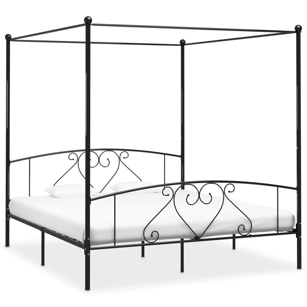 VidaXL Hemelbedframe Metaal Zwart 180x200 cm | Nu 55% Korting!
