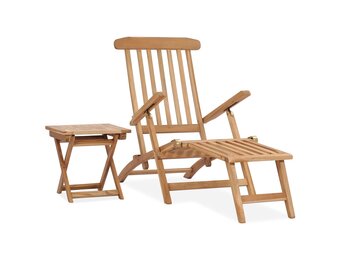 vidaXL Teakhouten Ligstoel met Voetensteun & Tafel - Nu 69% Korting!