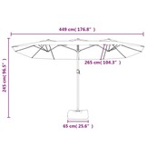 VidaXL Dubbele Parasol 449x245cm Zandwit - 71% Korting!