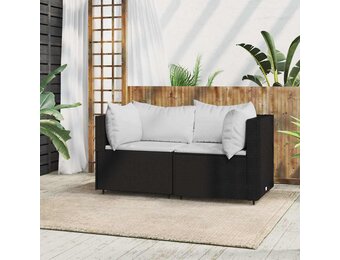 VidaXL Tuinhoekbank Poly Rattan Zwart met Kussens - 56% Korting!