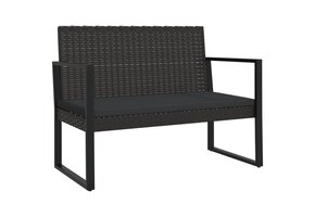VidaXL Tuinbank Poly Rattan Zwart 106cm met Kussens - 64% Korting! (Lichte Schade)