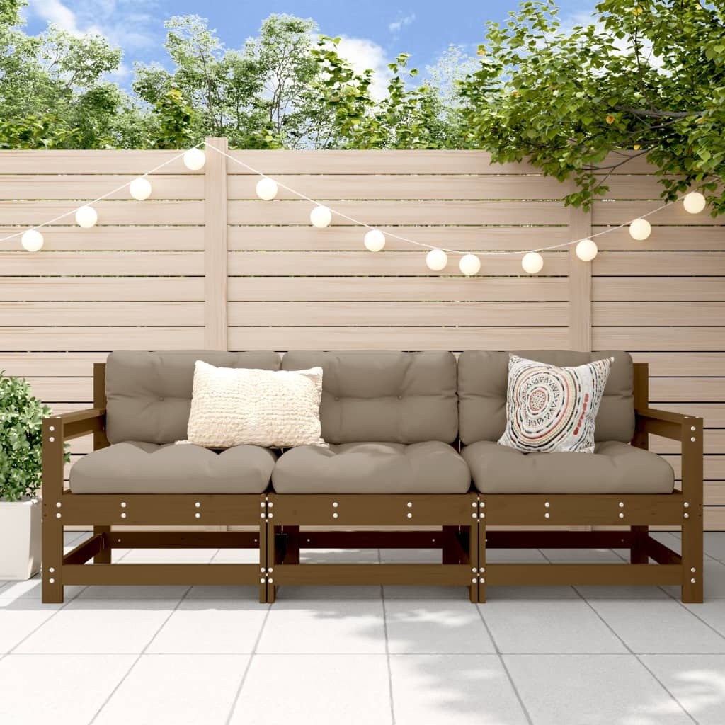 vidaXL 3-delige Loungeset Grenenhout - 56% Korting! Tuinmeubelen