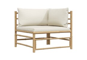 vidaXL Bamboe Tuinhoekbank Crèmewitte Kussens | 56% Korting!