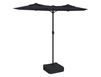 VidaXL Dubbele Parasol met LED's - Zwart | 67% Korting!