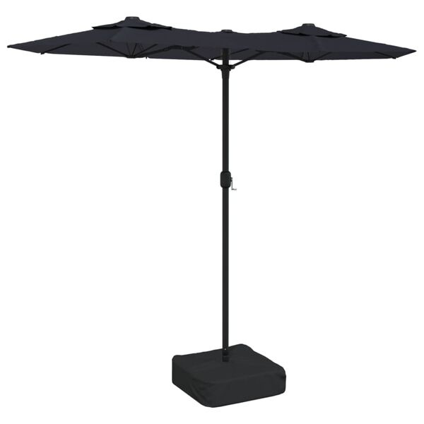 VidaXL Dubbele Parasol met LED's - Zwart | 67% Korting!