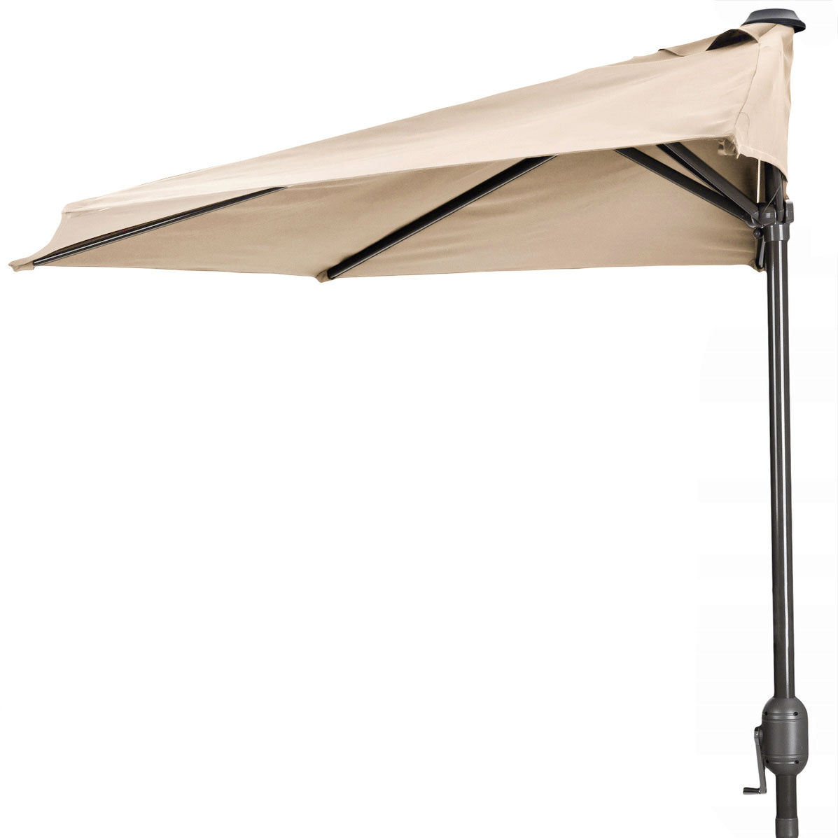 Balkonparasol Beige - Halve Parasol met Zwengel - 240cm - 73% Korting!