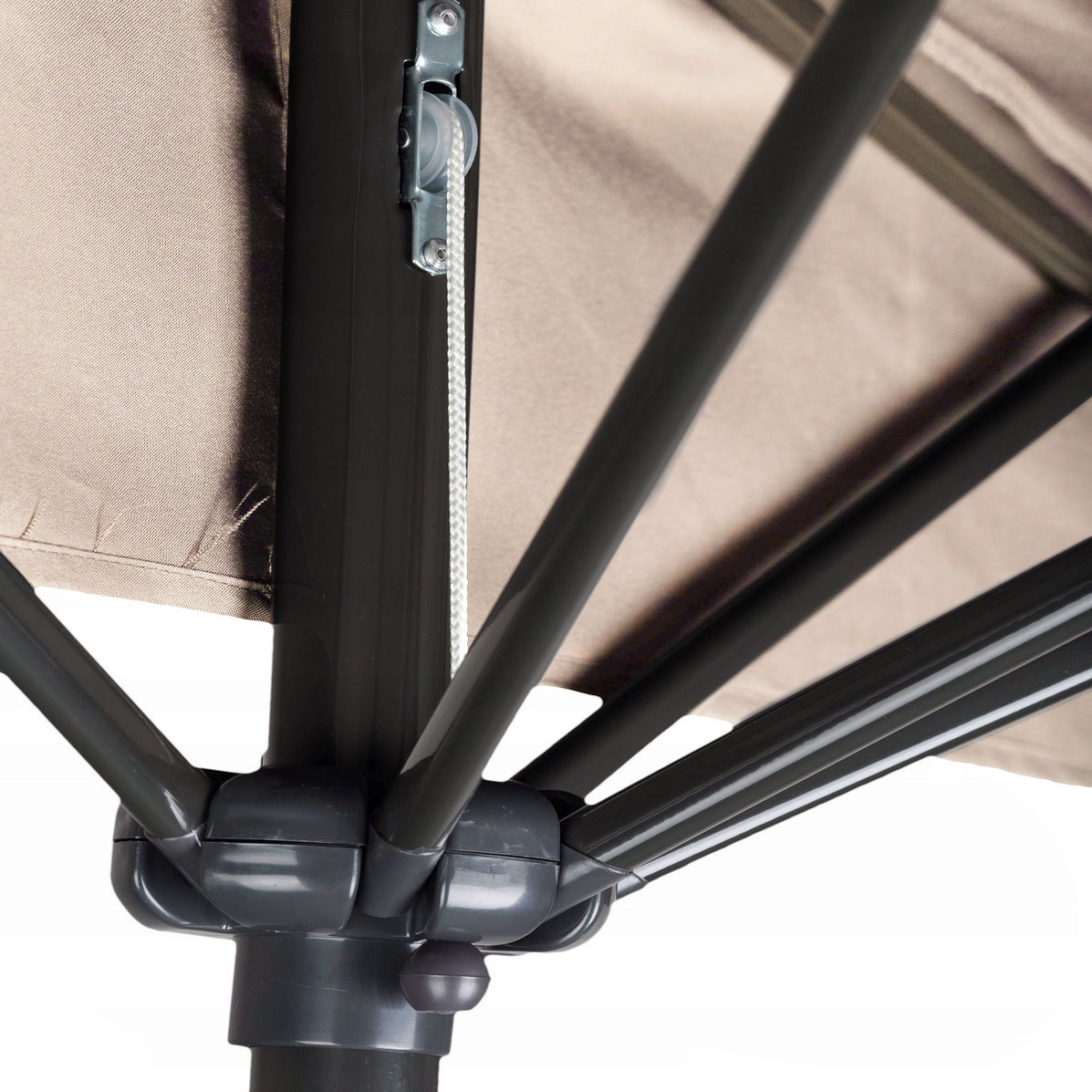 Balkonparasol Beige - Halve Parasol met Zwengel - 240cm - 73% Korting!