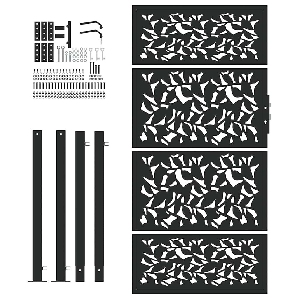 VidaXL Poort met Bladontwerp - Staal Zwart - 46% Korting!