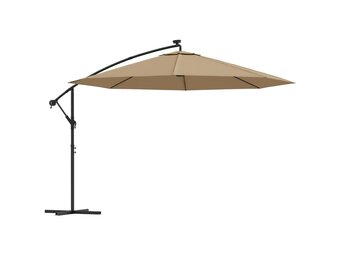 VidaXL Zweefparasol Taupe 350cm met LED - 61% Korting! Laatste Stuk!