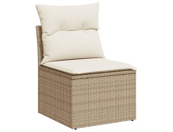 VidaXL Tuinbank Poly Rattan Beige met Kussens | 56% Korting!