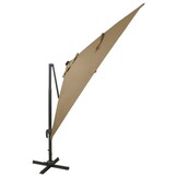vidaXL Zweefparasol Taupe 300cm met LED - 70% Korting! (1 Stuk)