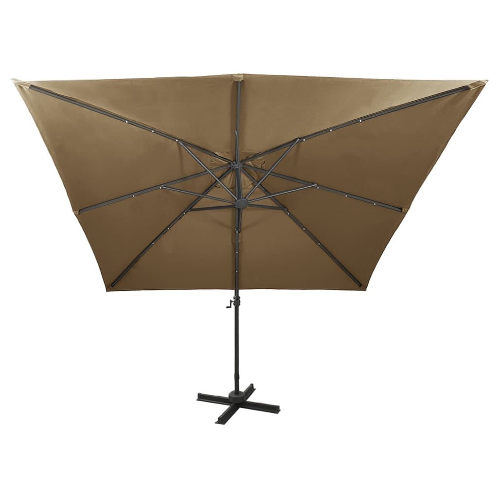 vidaXL Zweefparasol Taupe 300cm met LED - 70% Korting! (1 Stuk)