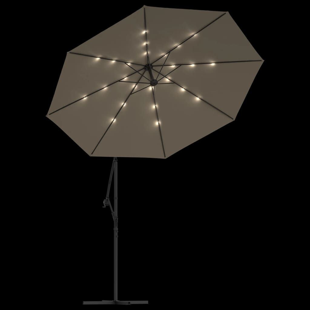 VidaXL Zweefparasol Taupe 300cm LED - 65% Korting!