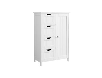 Badkamermeubel met 4 lades en 1 kast met verstelbare plank - Wit