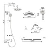 Doucheset Zwart 60% Korting: Regendouche 20cm Thermostaat