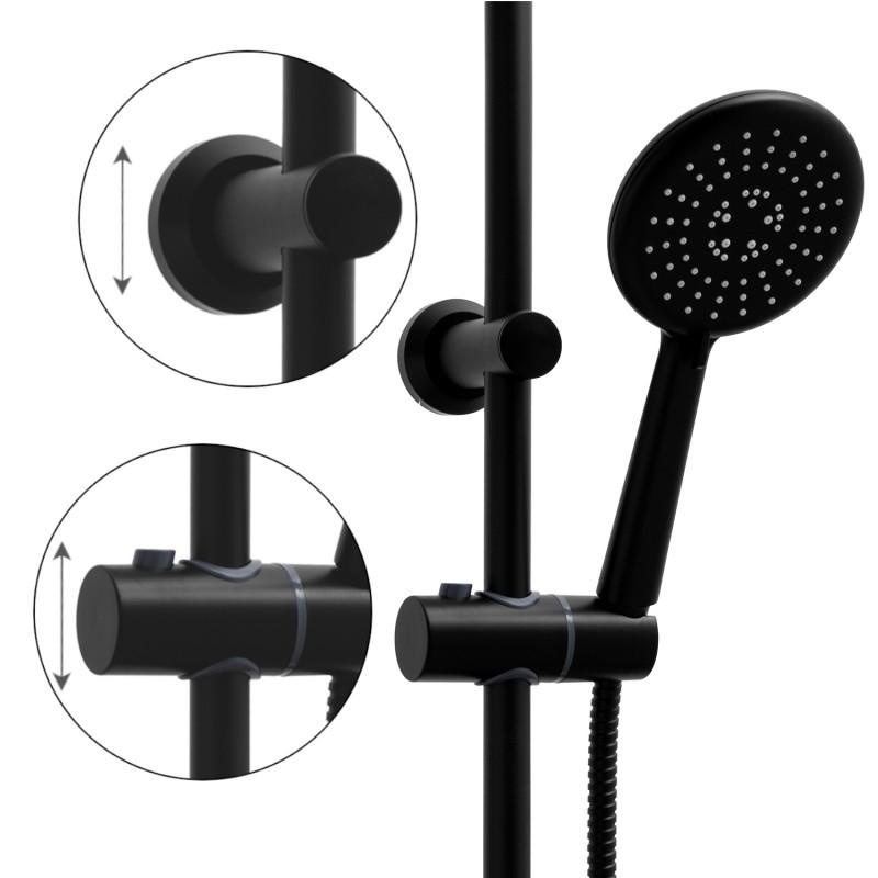 Doucheset Zwart 60% Korting: Regendouche 20cm Thermostaat