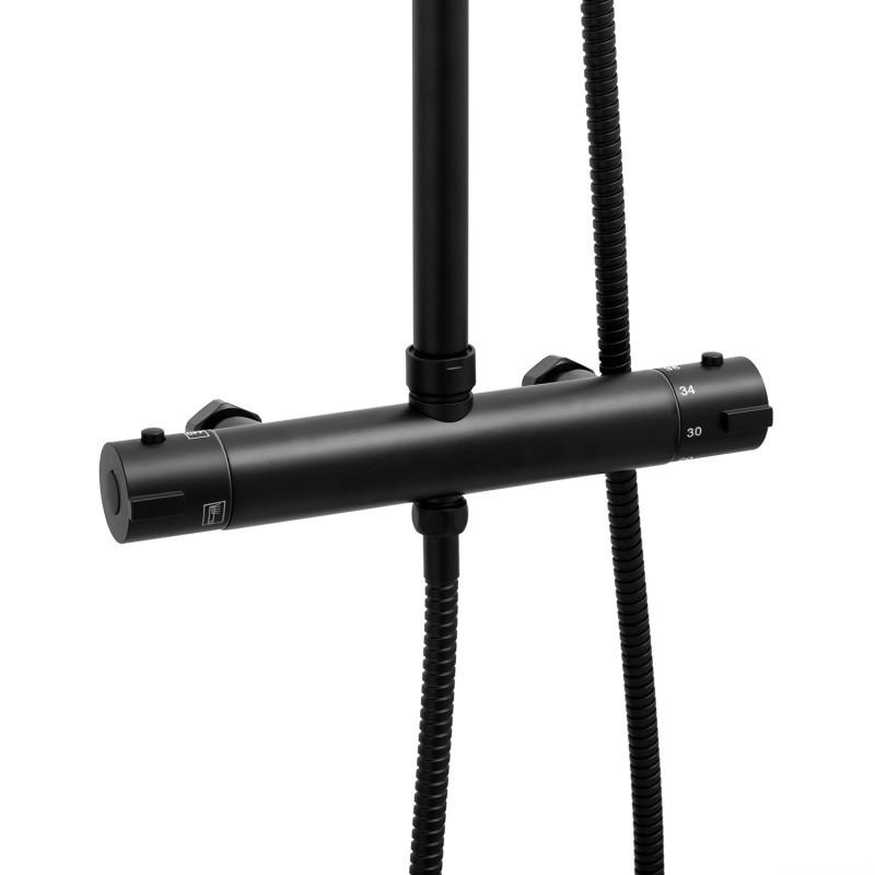 Doucheset Zwart 60% Korting: Regendouche 20cm Thermostaat