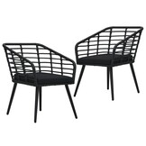 VidaXL Tuinstoelen 2x Poly Rattan Zwart + Kussens | 35% Korting!