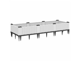 VidaXL Plantenbak met pinnen - 40% Korting! - Polypropeen Wit 125x40x28,5cm