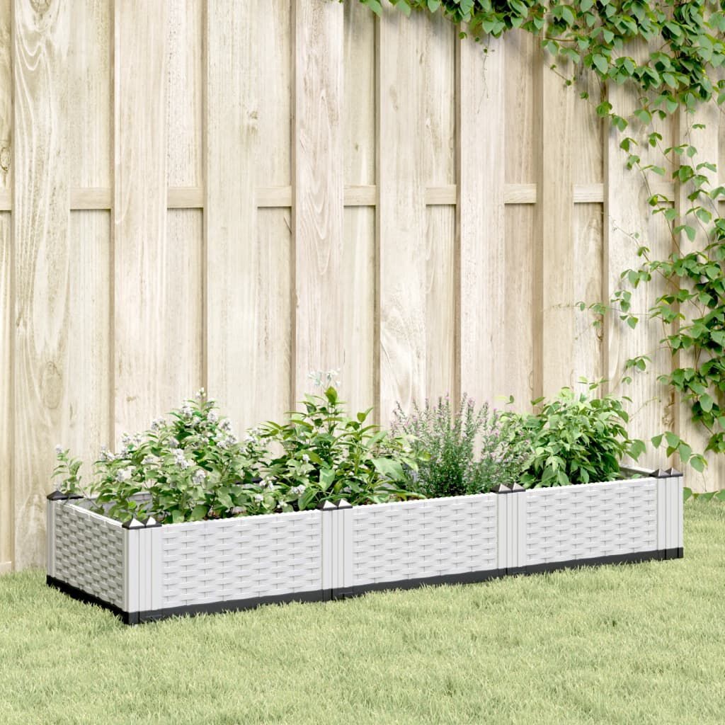 VidaXL Plantenbak met pinnen - 40% Korting! - Polypropeen Wit 125x40x28,5cm