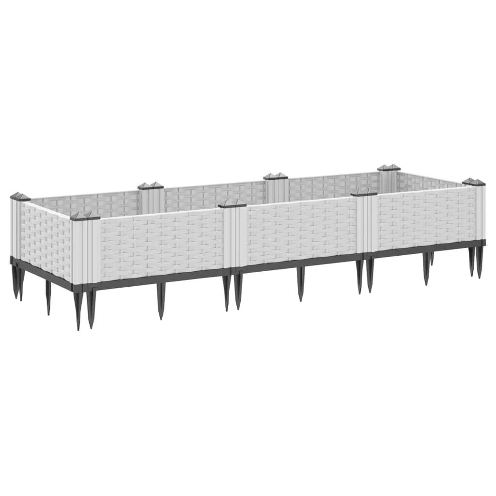 VidaXL Plantenbak met pinnen - 40% Korting! - Polypropeen Wit 125x40x28,5cm