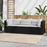 VidaXL Loungeset Poly Rattan Zwart - 56% Korting! | 3-Delig