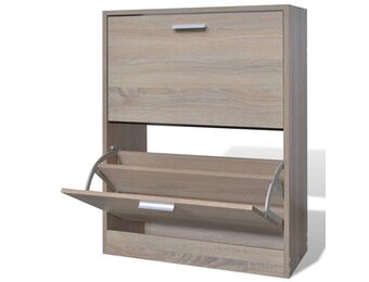 Schoenenkast Eiken-look (40% Korting!) - 2 Vakken