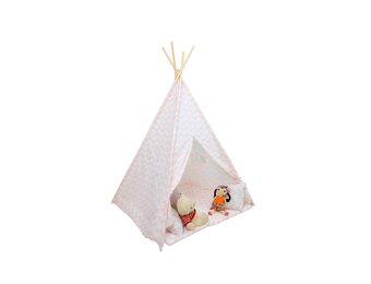 Tipi Tent Speeltent Roze Zigzag - 40% Korting! Incl. Vloermat & Kussens