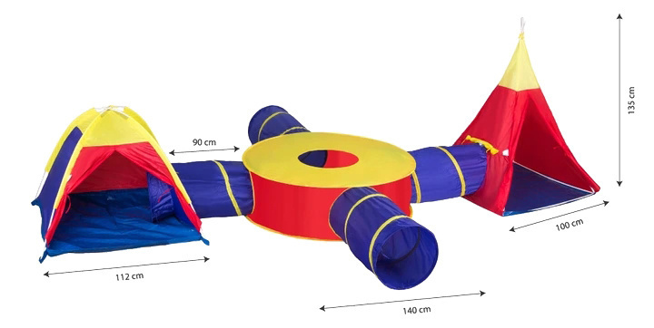 40% Korting! Kinder Speeltent met 4 Tunnels & 3 losse delen - 400x320x135 cm