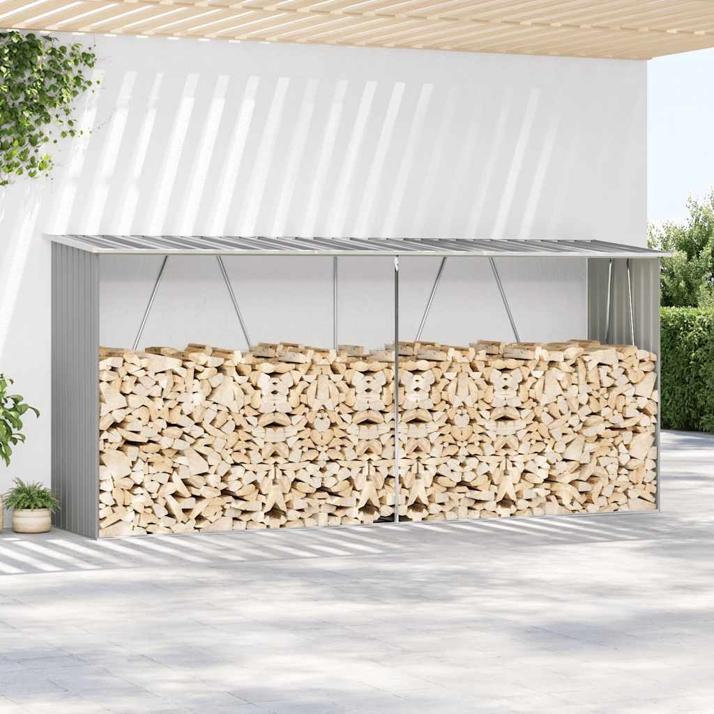 VidaXL Haardhoutschuur 330x84x152cm Grijs Staal | 60% Korting! | Kleine Deukjes