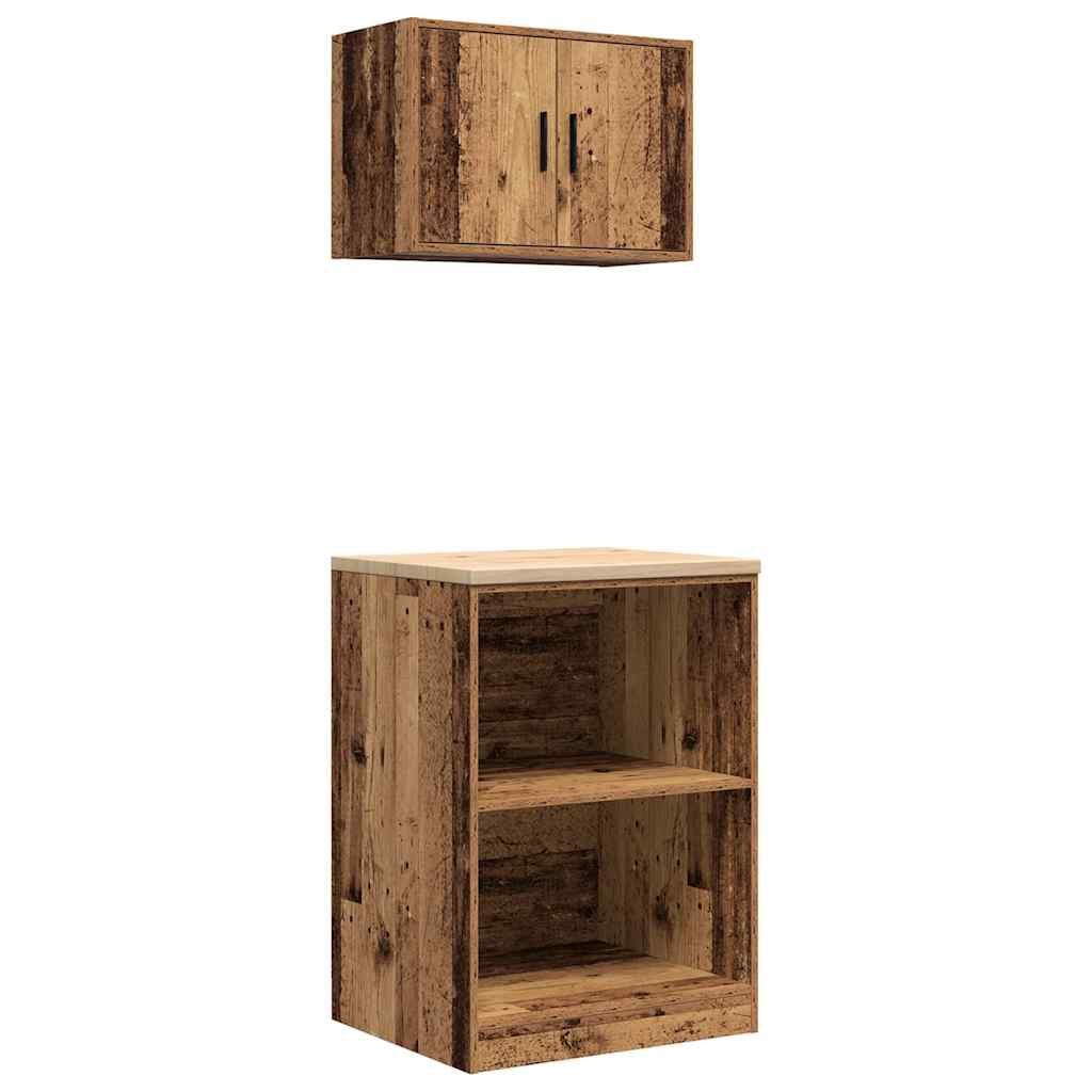 vidaXL Garage Wandkast Oud Hout - 78% Korting! - OP=1