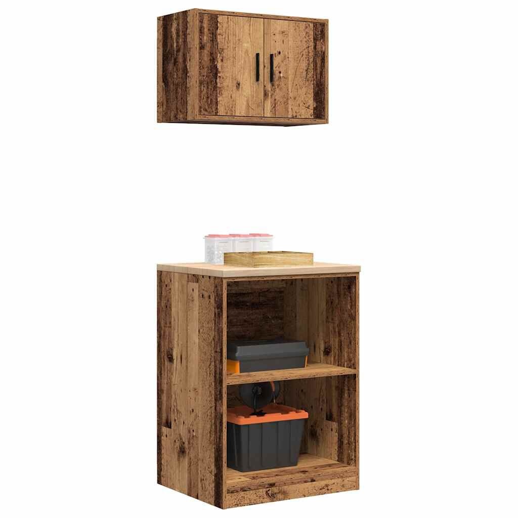 vidaXL Garage Wandkast Oud Hout - 78% Korting! - OP=1