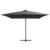 vidaXL Zweefparasol met LED en stalen paal 250x250 cm antracietkleurig