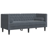 vidaXL Tweezitsbank Chesterfield-stijl en bolsters fluweel donkergrijs