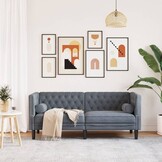 vidaXL Tweezitsbank Chesterfield-stijl en bolsters fluweel donkergrijs