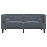 vidaXL Tweezitsbank Chesterfield-stijl en bolsters fluweel donkergrijs